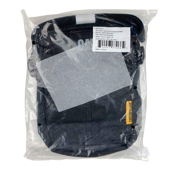 New CAT Caterpillar Rodney Mini Shoulder Bag Black Nylon Pockets - Picture 4 of 5